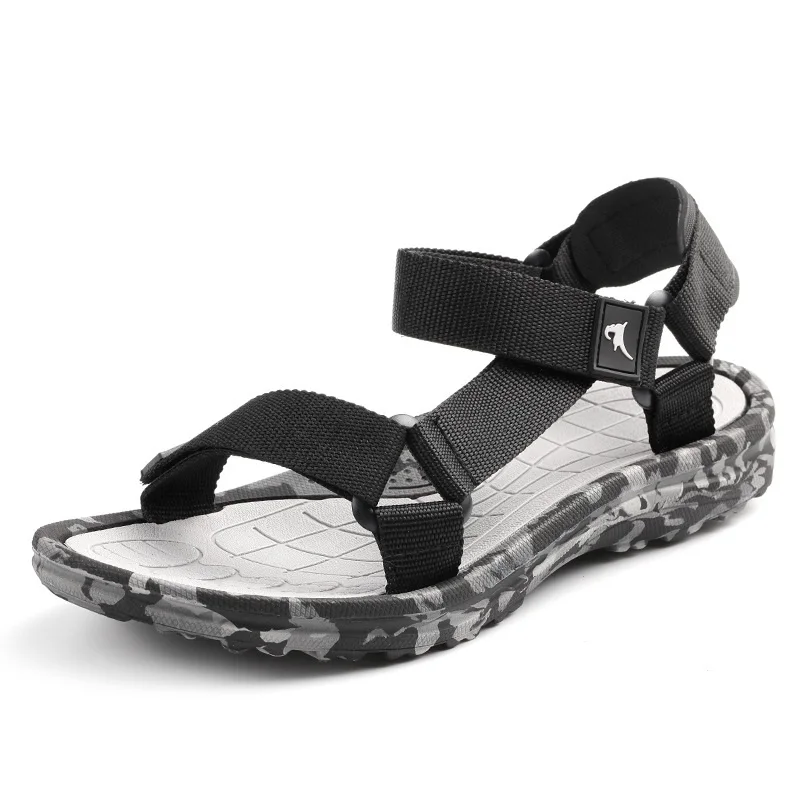 Летние камуфляжные мужские сандалии, Вьетнамки, мужские сандалии-гладиаторы, пляжная обувь, шлепанцы, тапочки, повседневная обувь на плоской подошве, Sandalia - Цвет: gray