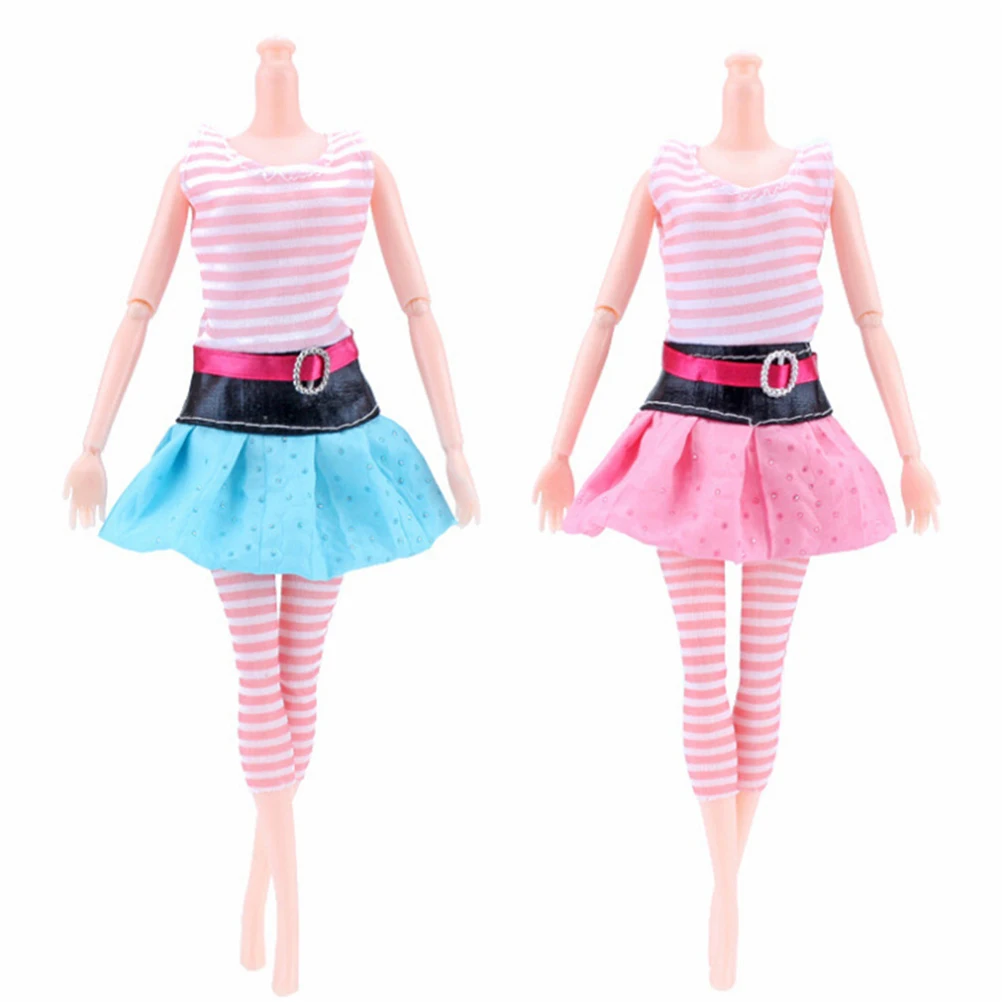

One Set Doll Dress MIni Skirt Colourful Party Gown + Lace Stocking For Doll Best Gift Doll Accessories Child Toy