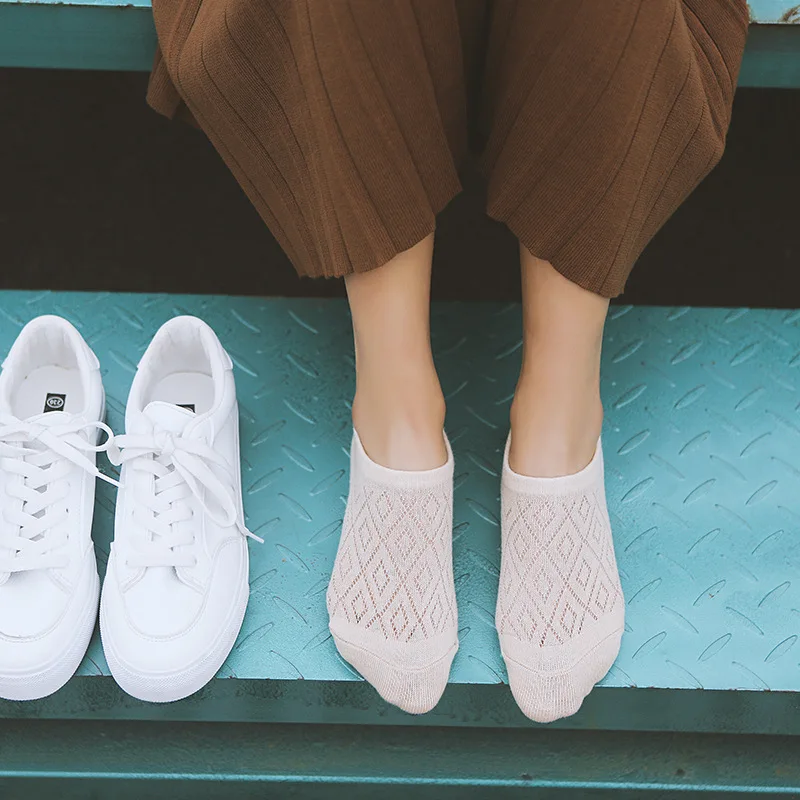 2018 summer women socks 1 pair short cotton solid color mesh breathable ankle women fashion lady invisible socks women