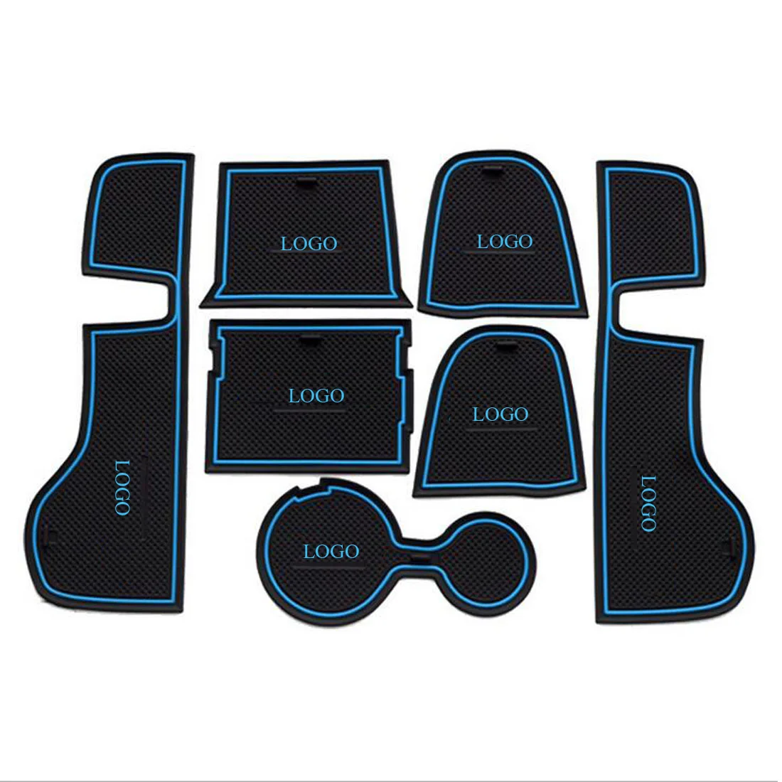 

7X Auto Car Styling Non-Slip Mat Sticker Gate Slot Pad Rubber Mat Door Carpet For Porsche Macan Sedan