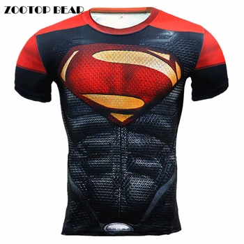 

3D Superman Tops Men T-shirts Captain America T Shirt 2017 Spiderman Iron Man Compression Summer Tight Slim Tops ZOOTOP EBAR