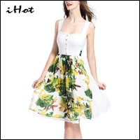 IHOT-Women-print-Dress-Summer-Sleeveless-Bowknot-Button-Patchwork-Casual-Party-Elegant-White-ladies-dresses-2017