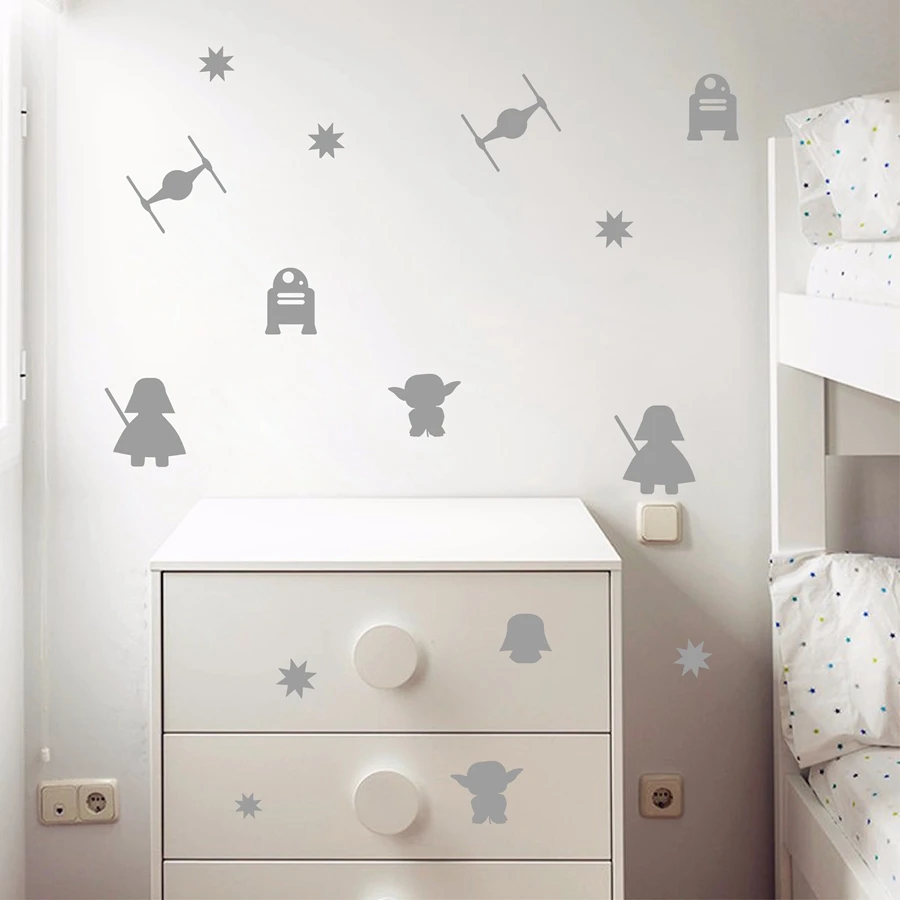 Cartoon Science Fiction Vinyl Wall Stickers Death Star Vader Robot Mural Art Vinyl Decal Kids Room Decoration wall decal stickers