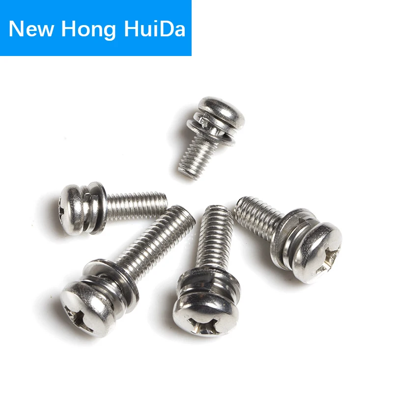 

Phillips Cross Pan Round Head Three Combination Machine Screw Metric Thread Three Sem Screw With Washer 304 Stainless Steel M2.5