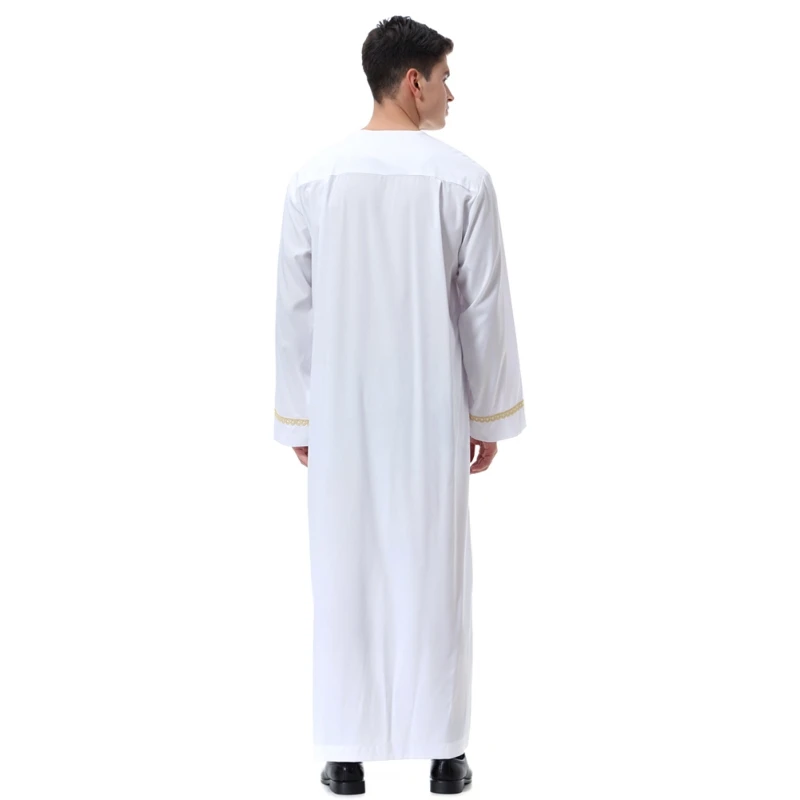 Модные мужские халаты мусульманская одежда с длинным рукавом вышивка Арабский Дубай индийский Ближний Восток исламский человек jubba ТОБ размера плюс 3XL