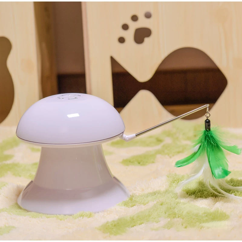 

USB Rechargeable Electric Laser Toy for Cats Interactive Laser Magic Feather Toy with LED Laser Light Keep Your Cat Busy Playing