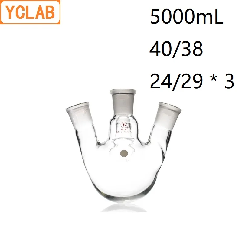 YCLAB 5000 мл четыре шеи дистиллятор * 3 24/29 5L косой форма с 40/38 Стандартный земли рты дистилляции