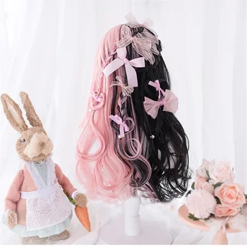 Black pink pastel goth wig 1