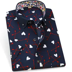 S-4xlwholesale Бесплатная доставка 2016 Летний стиль с коротким рукавом с цветочным принтом рубашка корейский мода повседневная мужская Slim Fit