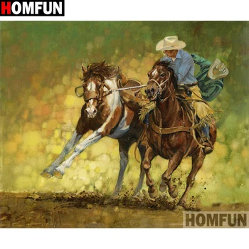 

HOMFUN Full Square/Round Drill 5D DIY Diamond Painting "Man horse" Embroidery Cross Stitch 5D Home Decor Gift A15297