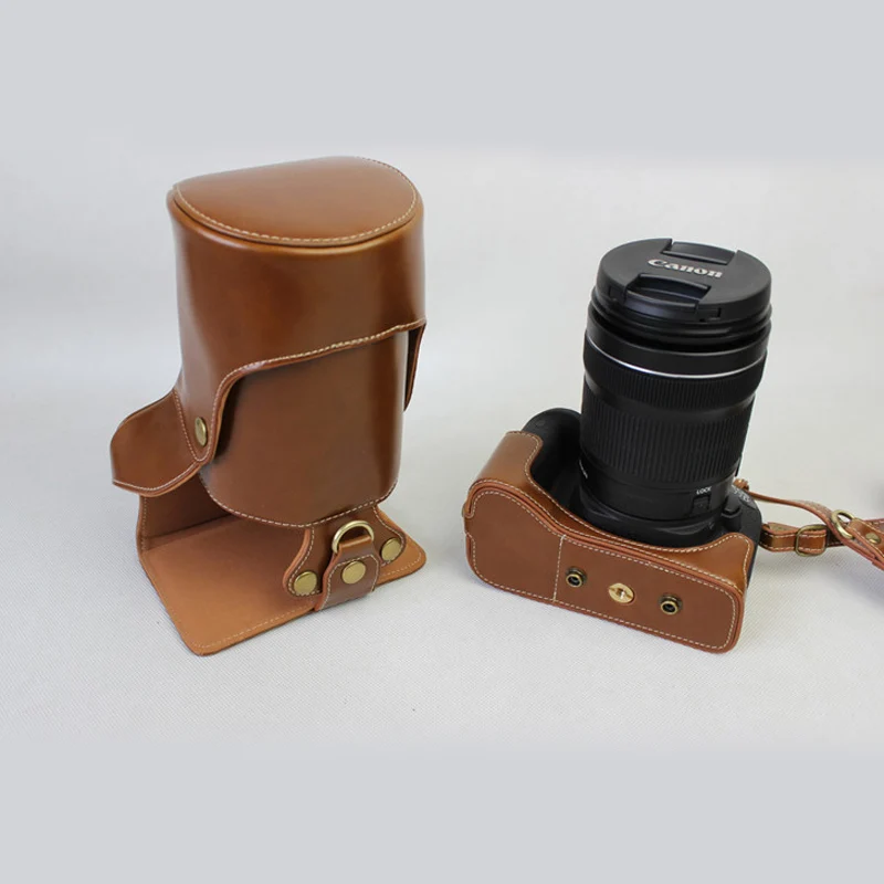 Capa de Couro Bolsa da Câmera com Armazenamento pu para Canon Portátil Rebel Beijo 800d X9i X91 T7i Case Inferior Abertura Eos 77d - Image 3