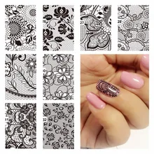 FWC DIY font b Nail b font Water Decals Lace Flower Designs Transfer Stickers font b