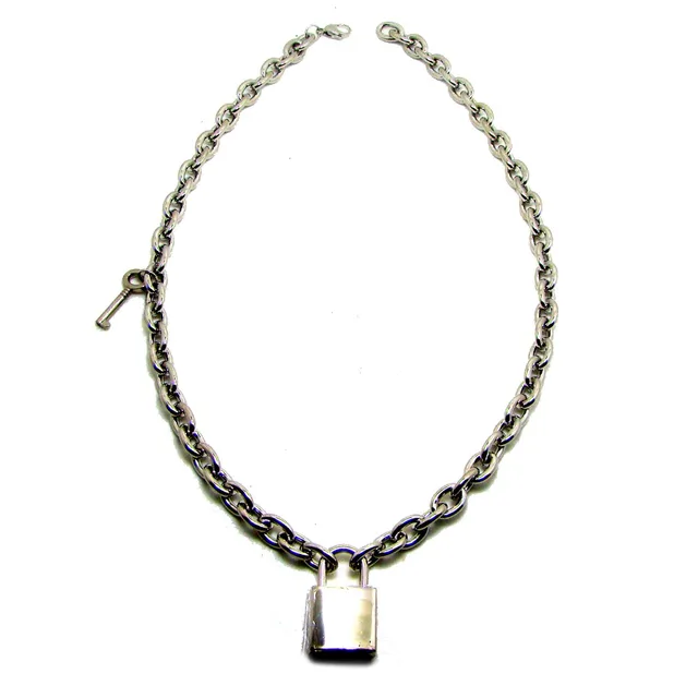 Stainless Steel Lock and Key Pendant Hip Hop Heavy Duty Long