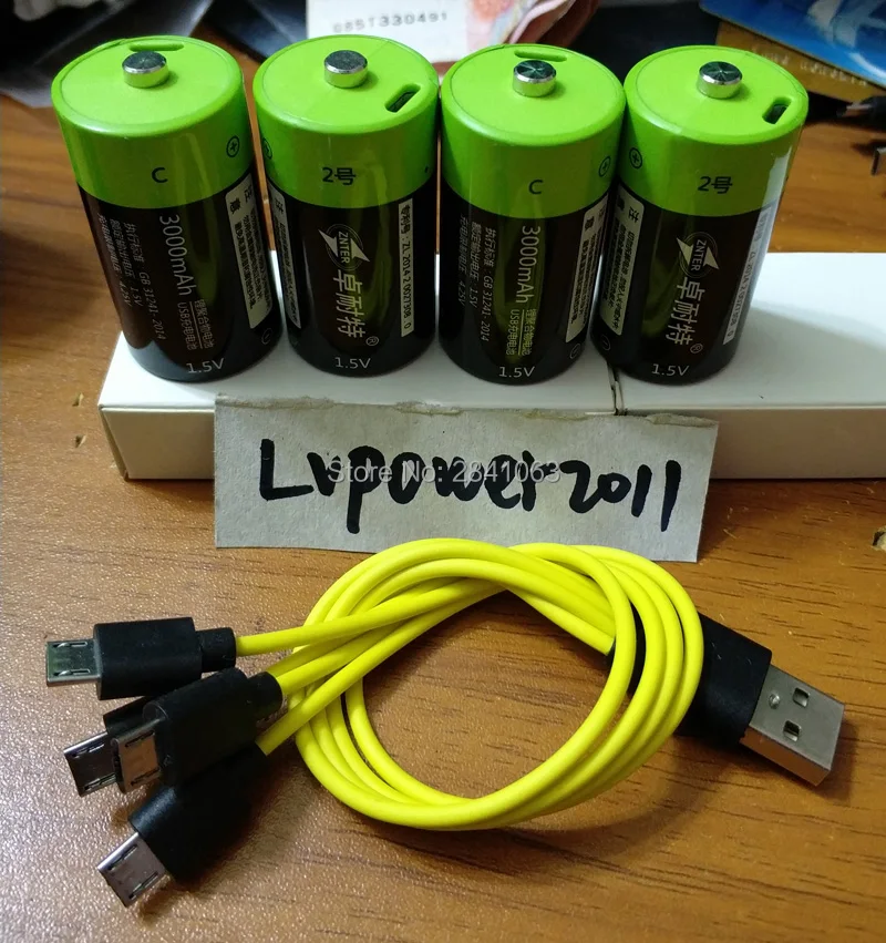 Аккумуляторные батарейки ZNTER 4 шт. 3000 мА/ч литий полимерные 1 5 В с + usb кабель для
