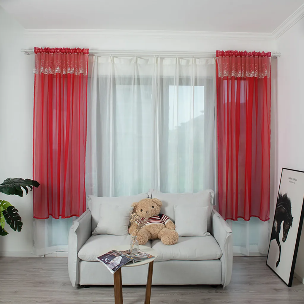 

Gacsidy Store 1Pcs 130Ч100cm Curtain Tulle Window Curtain Drape Panel Sheer Scarf Valances Modern bedroom Living Room Curtains