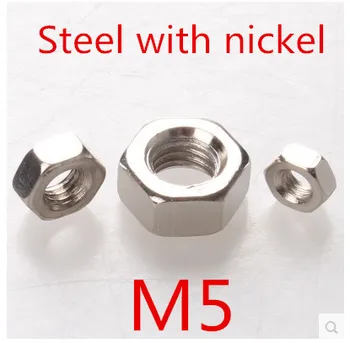 

500Pcs/Lot M5 steel with nickel hex nut