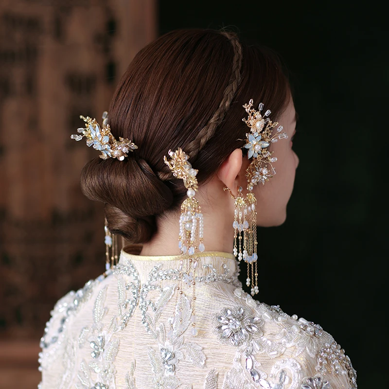 Chinese Style Traditional Bridal Headdress Wedding Hair