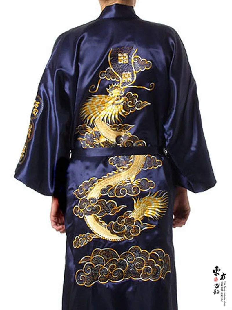 Халат для мужчин и женщин с вышивкой дракона в китайском стиле .Бесплатная доставка 5 цветов