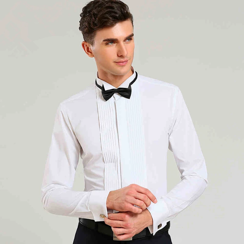 French Cuff Solid Color Wing Tip Collar 