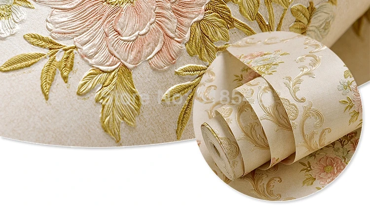 Пастырское Нетканые Ткань цветочные обои для Спальня стены 3D стереоскопический рельеф цветок обои Домашний Декор Гостиная ТВ