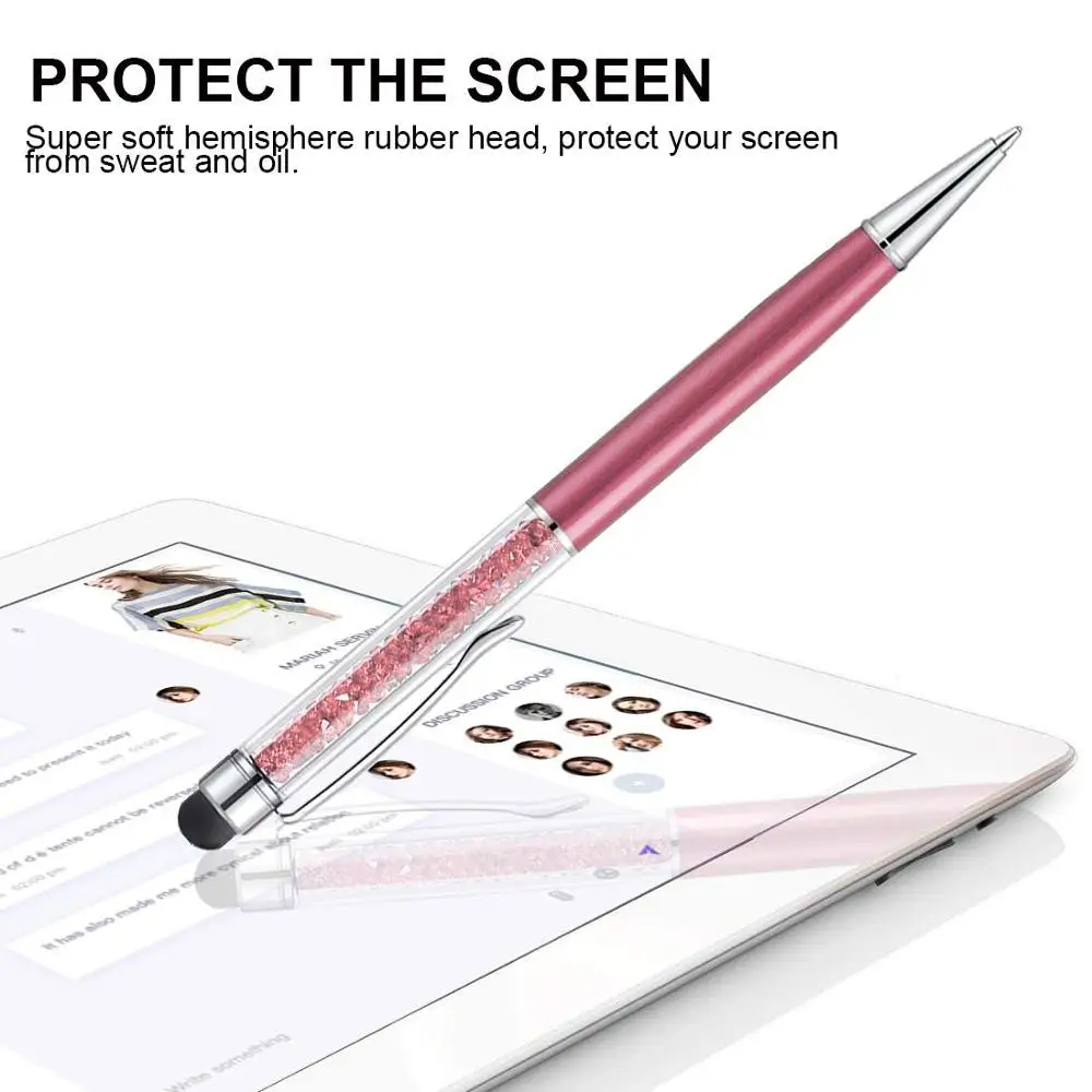 

New 5pcs/10pcs Crystal Ballpoint Pen For Tablet Mobile Phone Dual Use Capacitor Pen 2 in 1 Function Touch Screen Pen For Pad