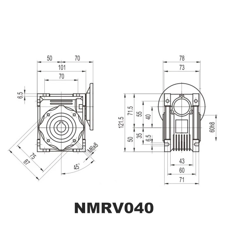 High Efficiency NMRV040 86mm Worm gear reducer Reduction ratio 5:1 to 100:1 input 14mm shaft for NEMA34 stepper motor