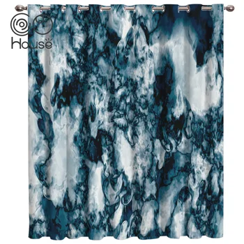 

COCOHouse Blue Marble Texture Crystal Printing Curtain Rod Bathroom Kitchen Outdoor Kids Curtain Panels With Grommets Window