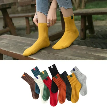 

3Pair Fashion New Colorful Design Art Women's Socks Warm High Quality Socks For Women Solid Color Female Socks