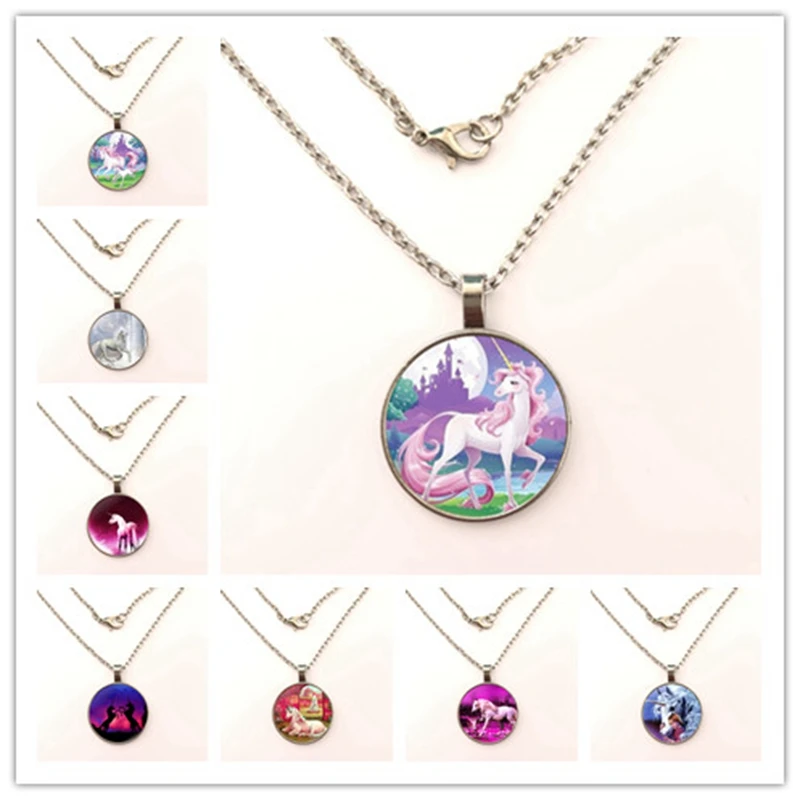 GDRGYB 2019 для женщин детский подарок Единорог логотип стекло Jewelry цепочки и ожерелья