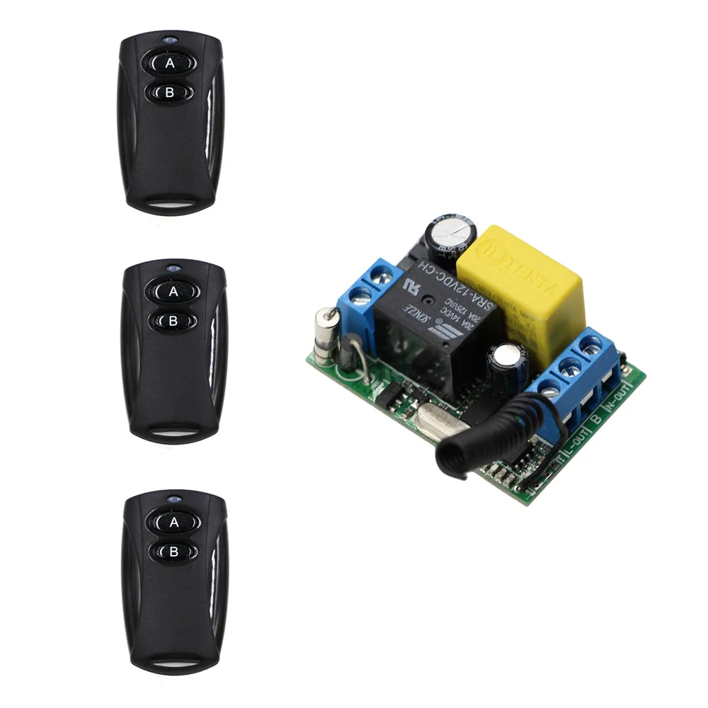 

Intelligent Home 220V 10A 1 Channel Wireless Remote Control Switch Receiver & Black Transmitter for Electric Garage Door Window