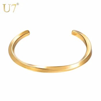 

U7 Bracelet Stainless Steel Minimalist Twisted Cuff Bangle Wrist Accessories Gold Color Men/Women Gift Jewelry Bracelets H1051