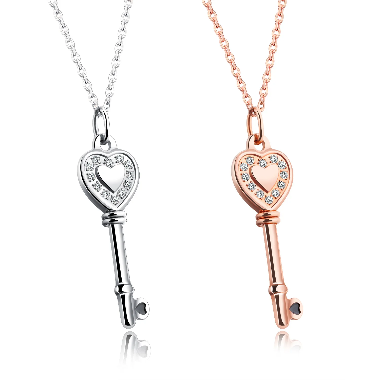 

Heart Key Short Necklace Pendant Women Cubic Zirconia Micro Pave Setting Multi Jewelry Famous Brand Tiff Design Necklace Gifts