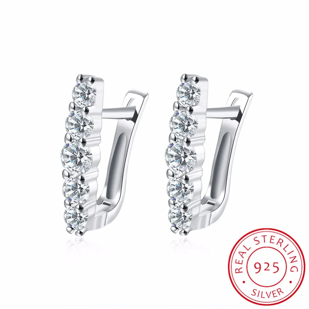 

LEKANI 925 Sterling Silver High Polished Hoop Earrings Paved with AAA Austrian Cubic Zirconia for Wedding Party Fine Jewelry