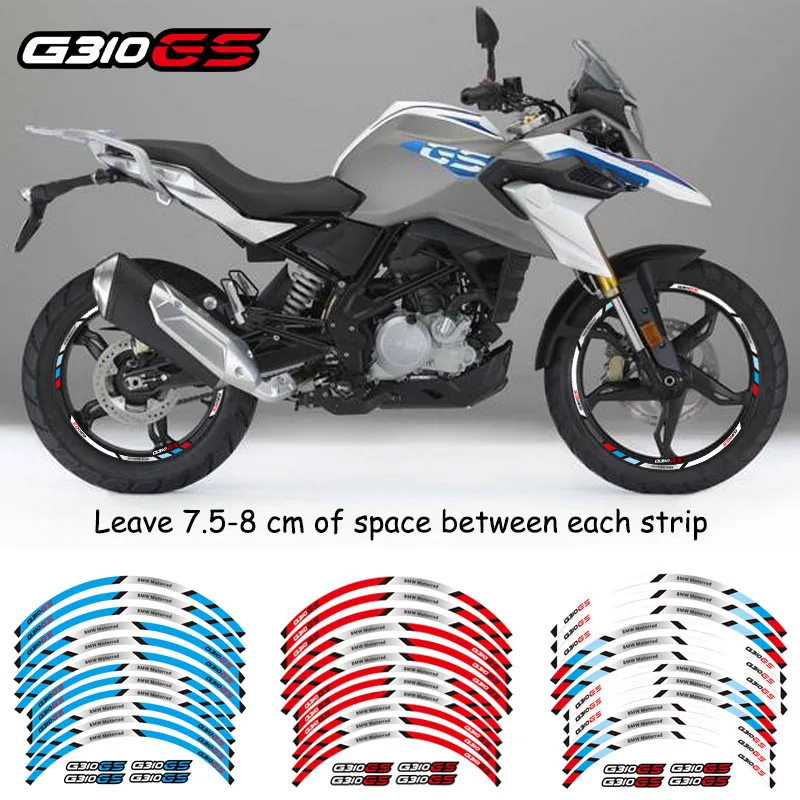 

High quality 12Pcs Motorcycle front&Rear Edge Outer Rim Sticker Wheel Reflective waterproof Decals For BMW G310GS