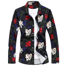 2017 Spring and autumn Men’s Clothing, Fashion Aristocratic Men’s Casual Long-Sleeved Shirts Printing Large size shirts men -5XL
