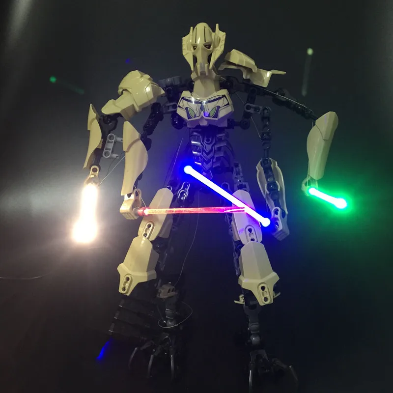 

JULITE 1pcs LED light up lightsaber ( 12cm length) for lego figure Star Wars General Grievous Darth Vader White Storm Trooper