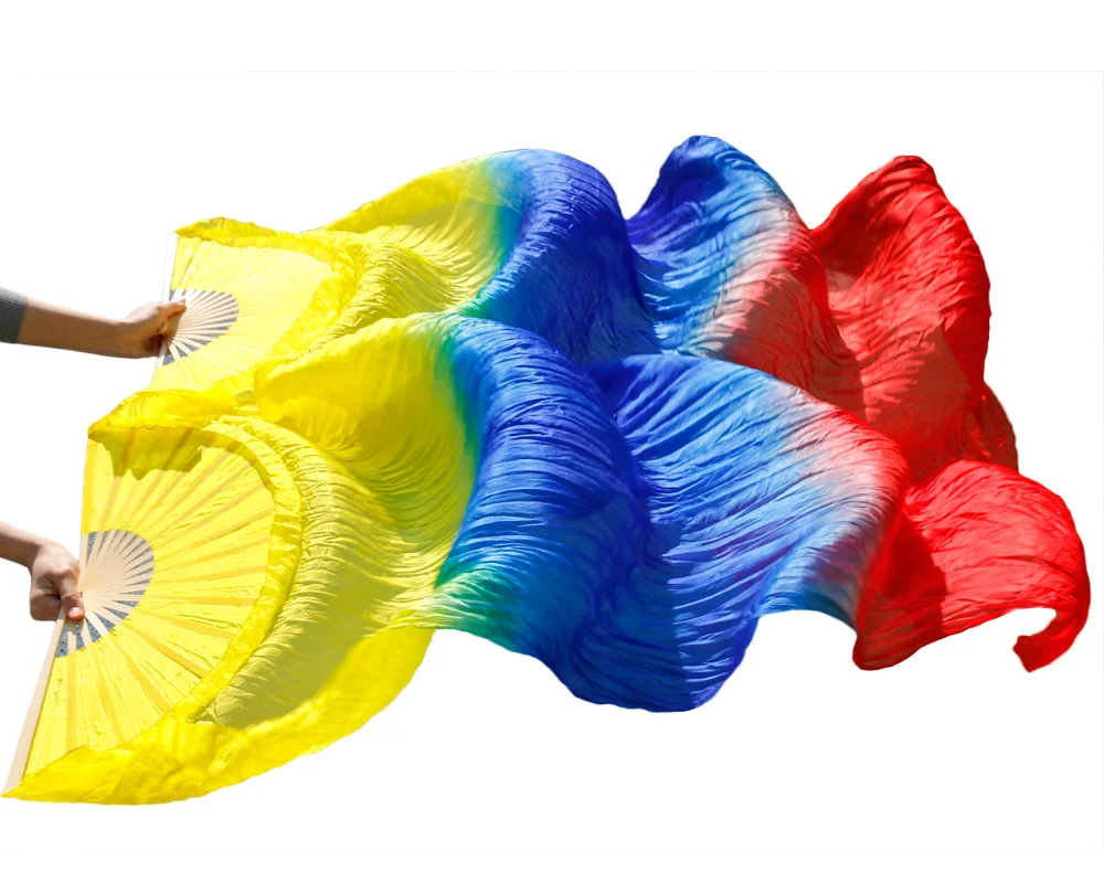 belly dance silk fan veils for practice play 100/% real silk