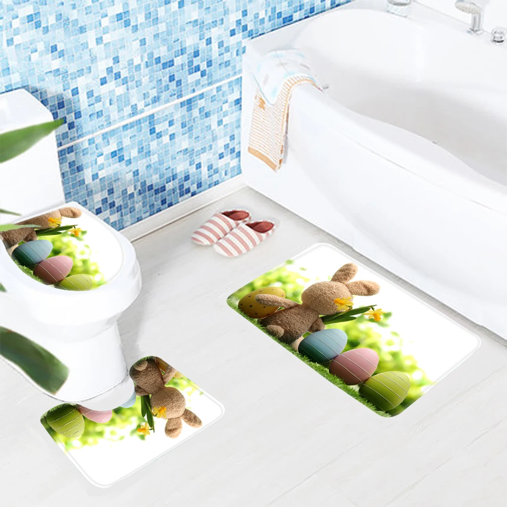 Buy 3PCS Cute Animal Bathroom Mat Set Easter Bunny