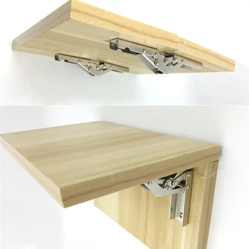 2pcs stainless steel 90 degree folding shelf hinge bracket hidden table