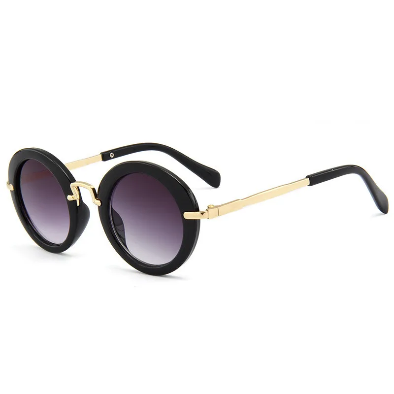 XojoX, детские солнцезащитные очки для мальчиков, фирменный дизайн, модные круглые солнцезащитные очки для девочек, детские очки, Ретро стиль, UV400 - Цвет линз: Черный