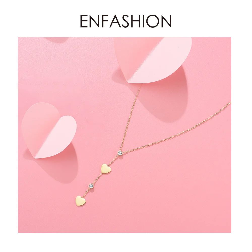 Enfashion ожерелье-чокер с кристаллами в форме сердца для женщин, золотая цепочка в богемном стиле, ожерелье из нержавеющей стали, праздничные ювелирные изделия, ожерелье P3001