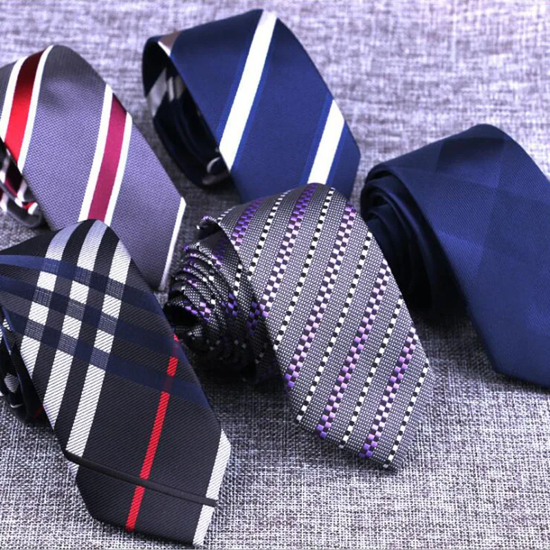 Mens Polyester Skinny Tie 6cm Slim Fashion Neck Tie Green Red Flower Striped Leisure Necktie Business Wedding Neckwear Gift Ties