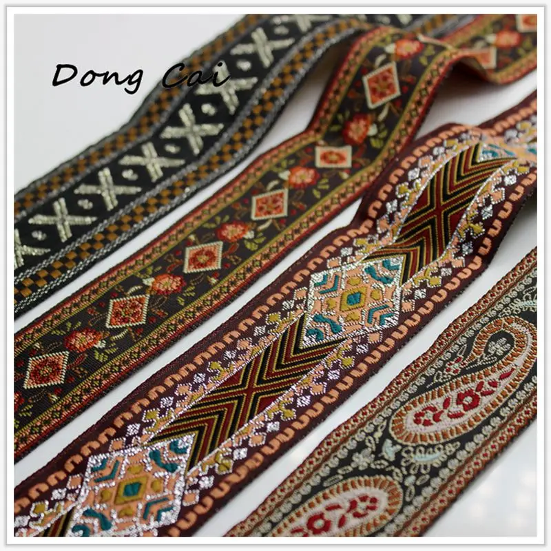 25mm brown paisley jacquard embroidered ribbon lace applique trimming decor