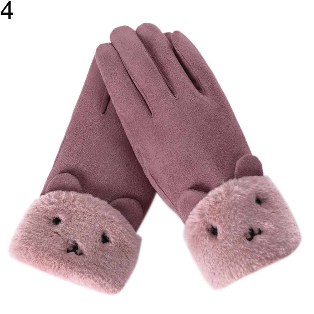 Женские Модные уличные милые зимние мягкие теплые варежки из искусственной замши перчатки Новые