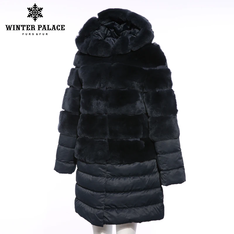 Doudoune Rex À pink D'hiver brown Manteau Couture Fourrure Grade Décontracté Solide Lapin 2018 Blue Mode Long blue Élevé De 1 rBxoCde