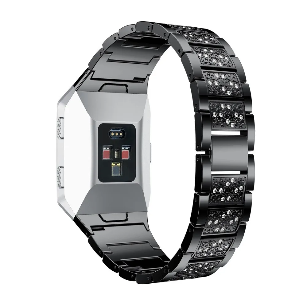 2в1 высокое качество ремешок для Fitbit Ionic ремешок из нержавеющей стали Кристальный ремешок+ Защитная пленка для экрана для Fitbit Ionic запястья