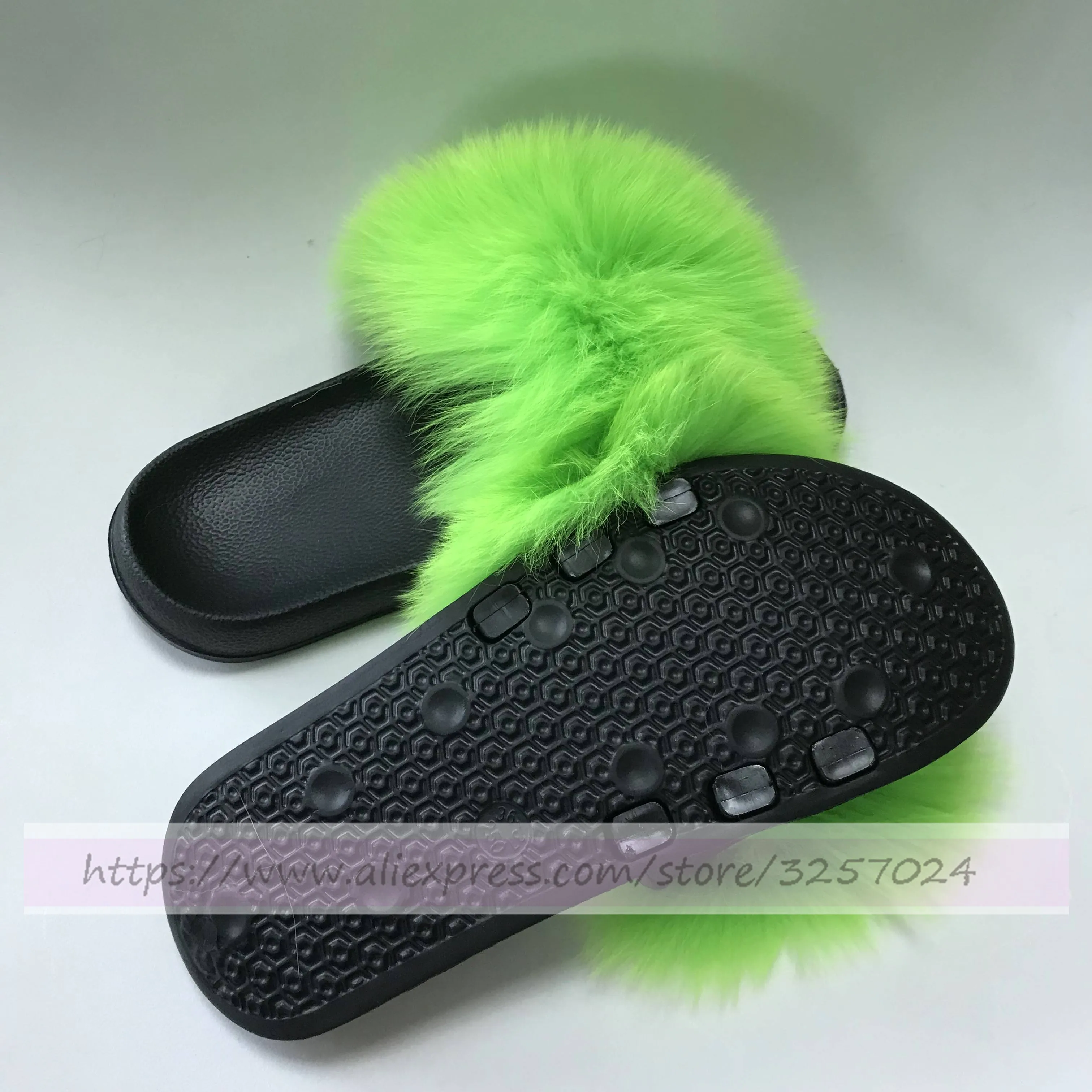 neon fluffy slides