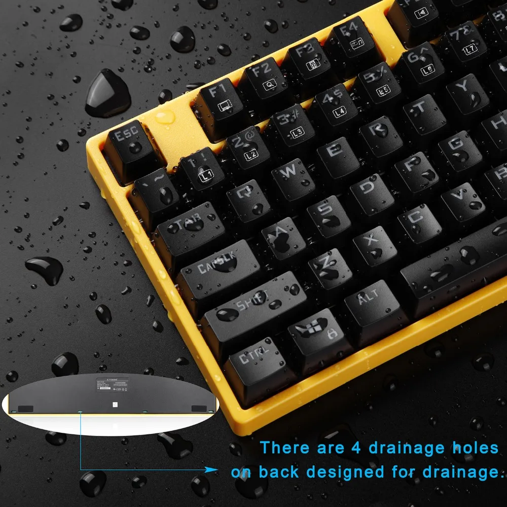 Mechanical Gaming keyboard using Outemu mx pbt doubleshot keycaps 9 Colour LED Backlit 104 Keys X8100 Bumblebee