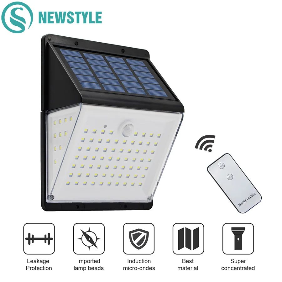88 LED Solar Power Lamps PIR Motion Sensor Solar Light Waterproof Outdoor Yard Street Garden Wall Lamp With Remote Control