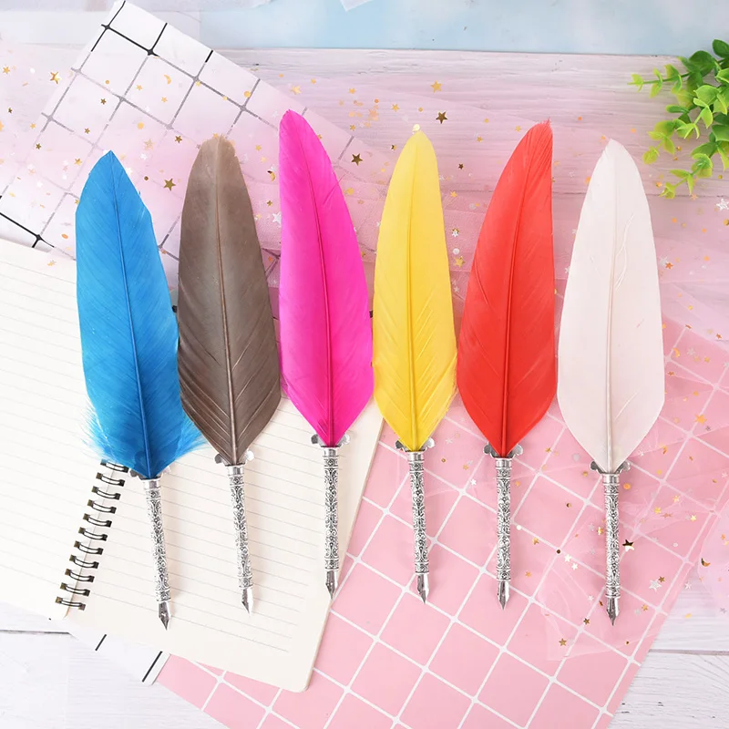 

1Pc Pen Office School Feather Pen Students Gift Fountain Pen Writing Supplies 28-30 cm